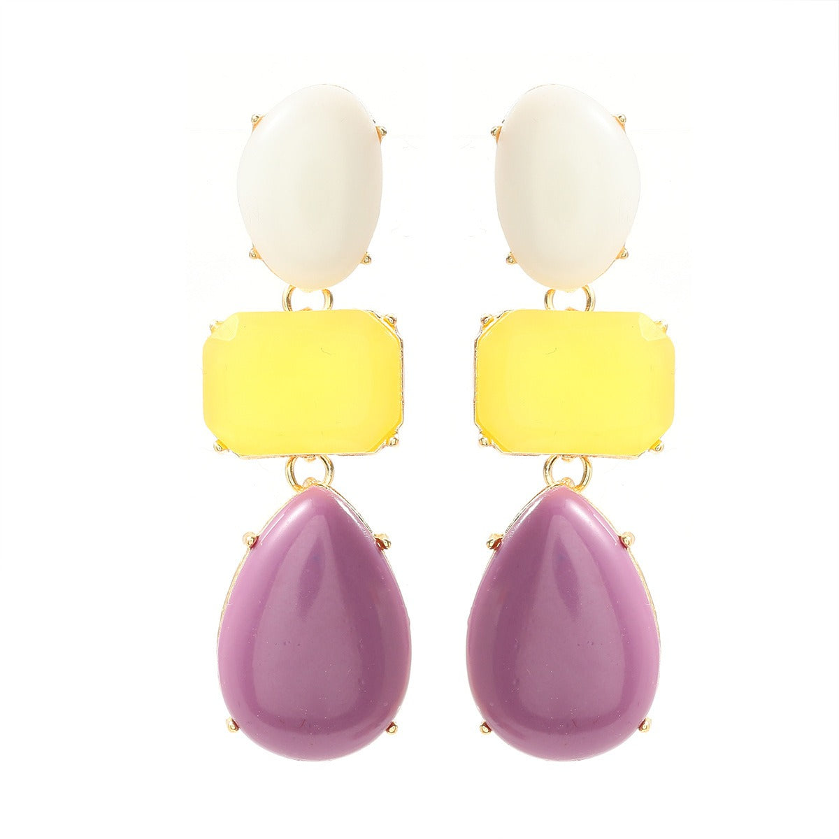 Colored resin earrings for women with Bohemian style exaggerated accessories