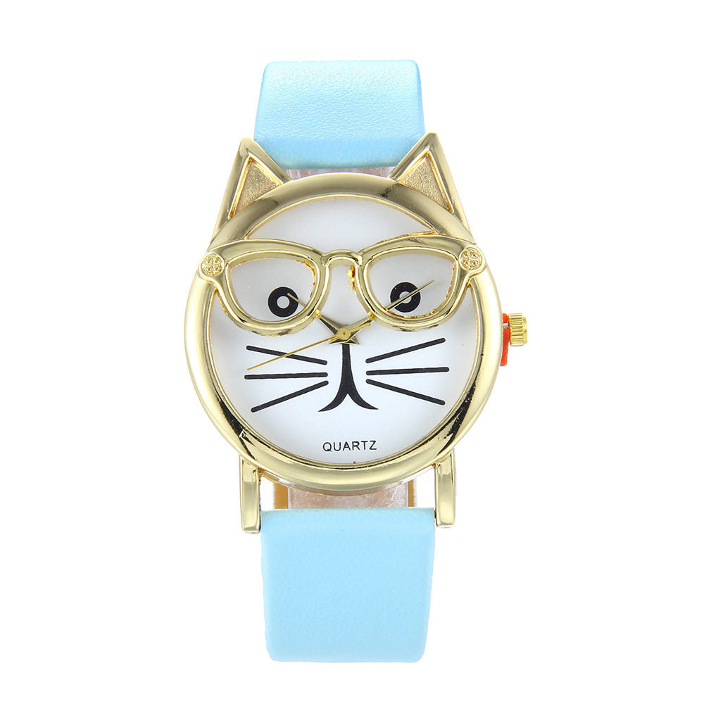 Hot selling glassesandwatch fashion candy color belt male and female student watch foreign trade in Europe and America