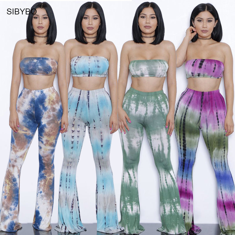 Printed Rompers Womens Two Piece Bodycon Jumpsuits Summer Long Pants Wide Legs Club Wear Bodysuit Women Jumpsuit 13 colors