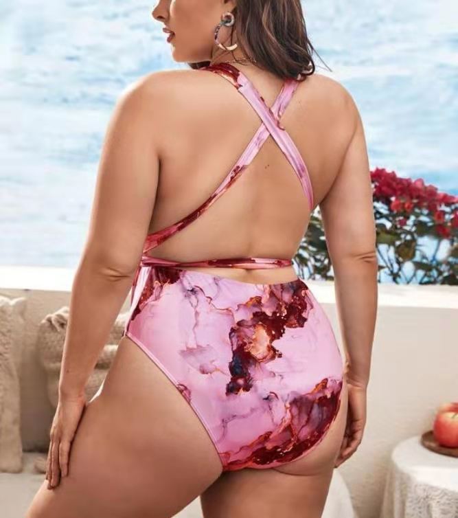 Plus Size One Piece High Quality Tie Dye Print Women's Bikini