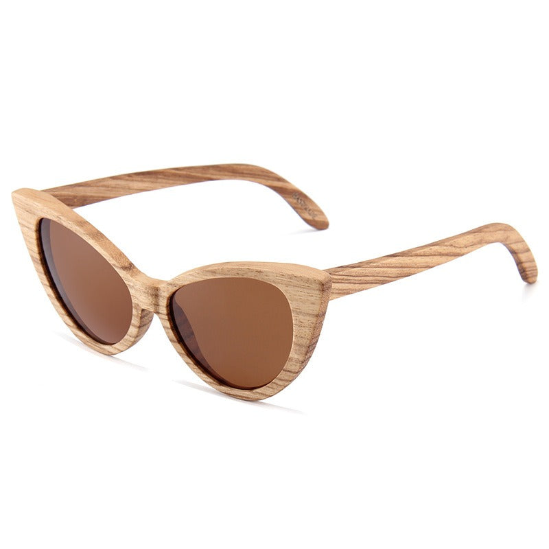 Retro All Wood Glasses Fishing Travel Cat Eye Polarized Sunglasses