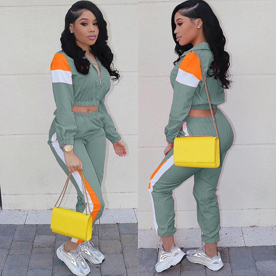 Plus Size Two Piece Set Women Tracksuit Top and Pant Sweatsuit