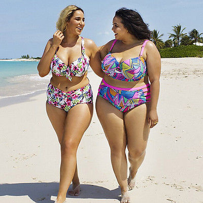 Plus Size Bikini Women Push Up Padded Hight Waist Bikini Set Swimwear Swimsuit Bathing Suit Beachwear Large Size Swimwear