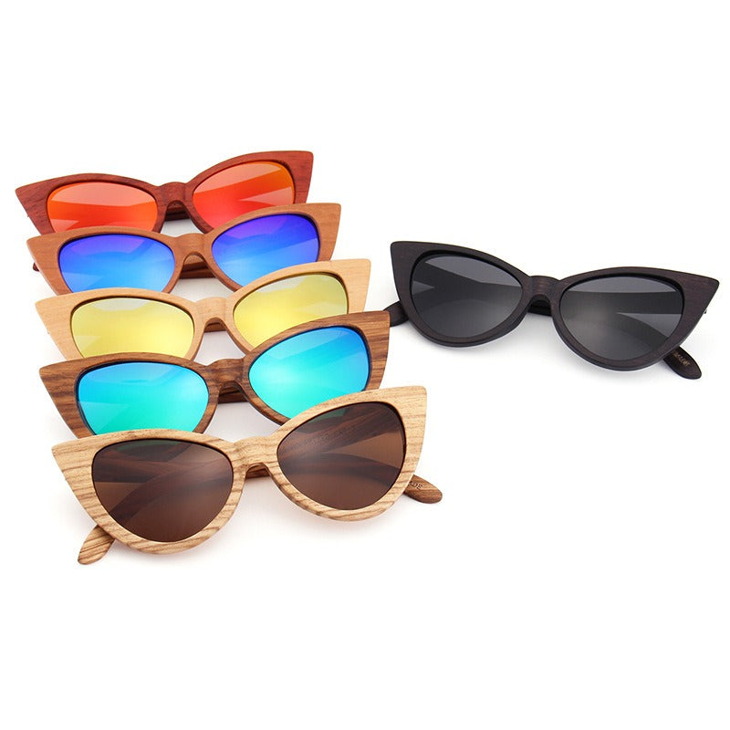 Retro All Wood Glasses Fishing Travel Cat Eye Polarized Sunglasses