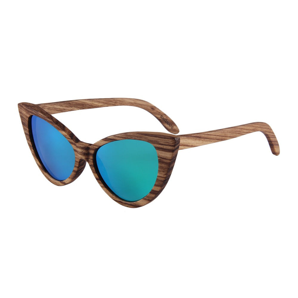 Retro All Wood Glasses Fishing Travel Cat Eye Polarized Sunglasses