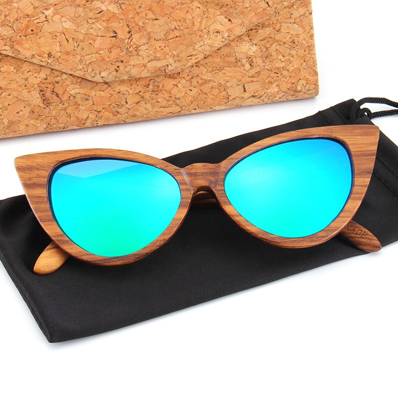 Retro All Wood Glasses Fishing Travel Cat Eye Polarized Sunglasses