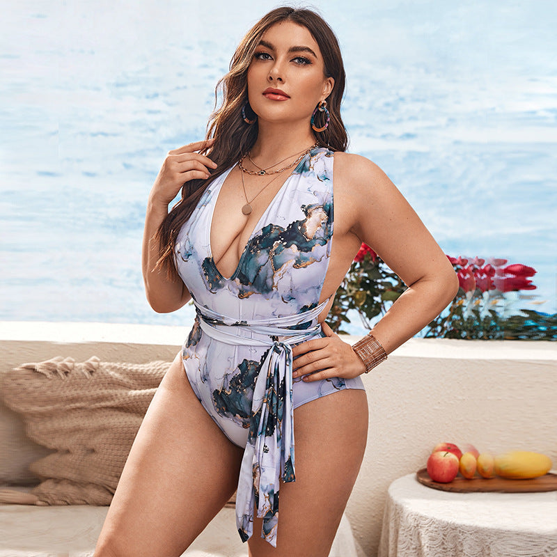 Plus Size One Piece High Quality Tie Dye Print Women's Bikini