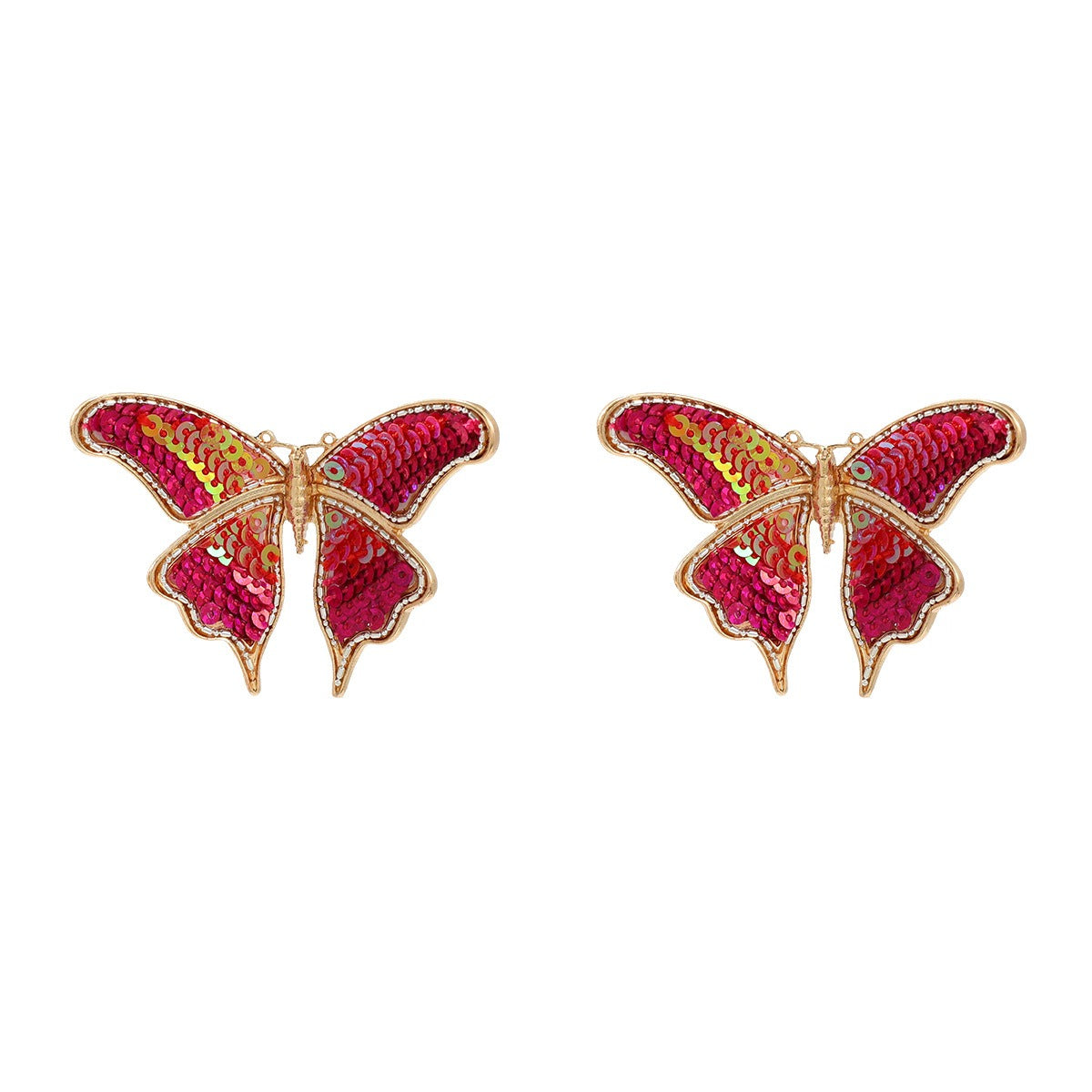 Butterfly earrings exaggerated earrings women's sequin woven alloy earrings