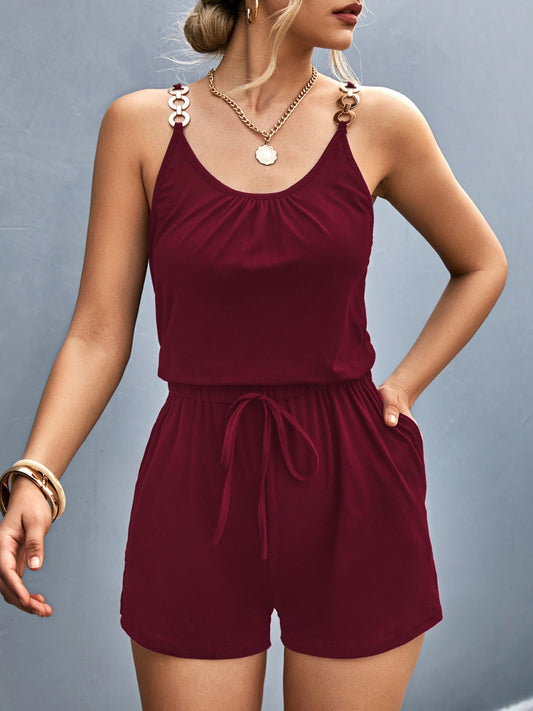 Scoop Neck Romper with Pockets