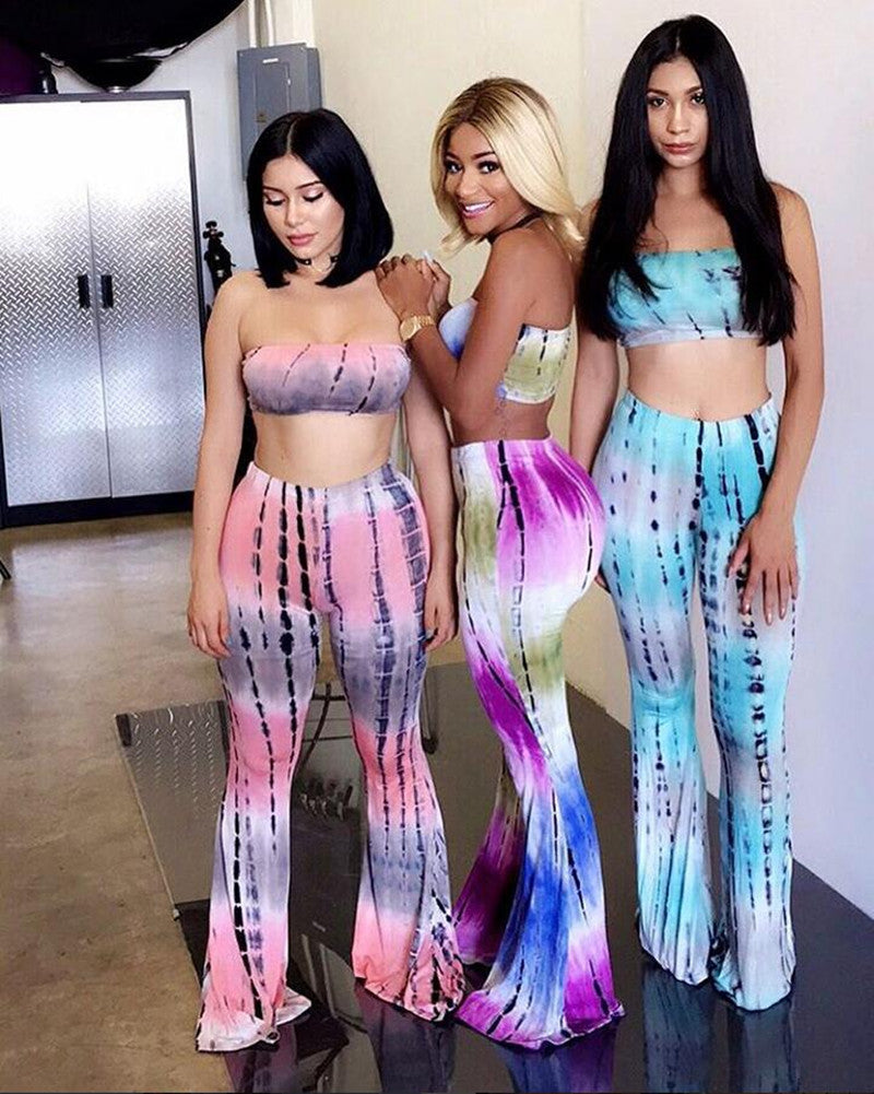 Printed Rompers Womens Two Piece Bodycon Jumpsuits Summer Long Pants Wide Legs Club Wear Bodysuit Women Jumpsuit 13 colors