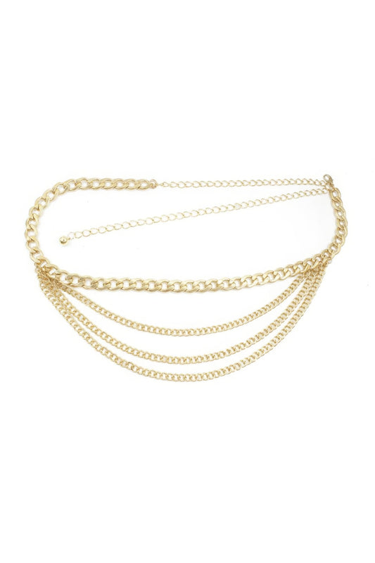 Metal Multi Chain Layered Bally Chain Belt