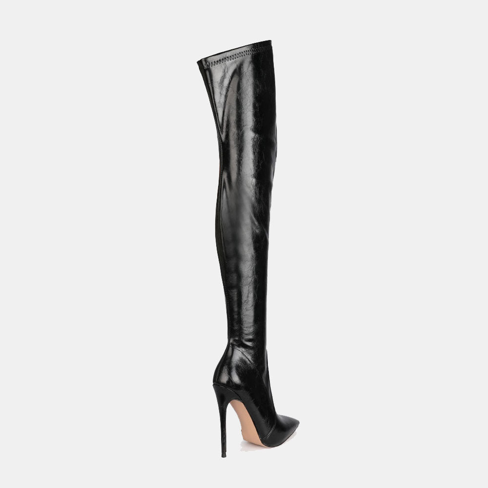 New Sexy Thin High Heels Autumn Winter Warm Over The Knee Boots Pointed Toe Black Dress Party Lady Long Boots