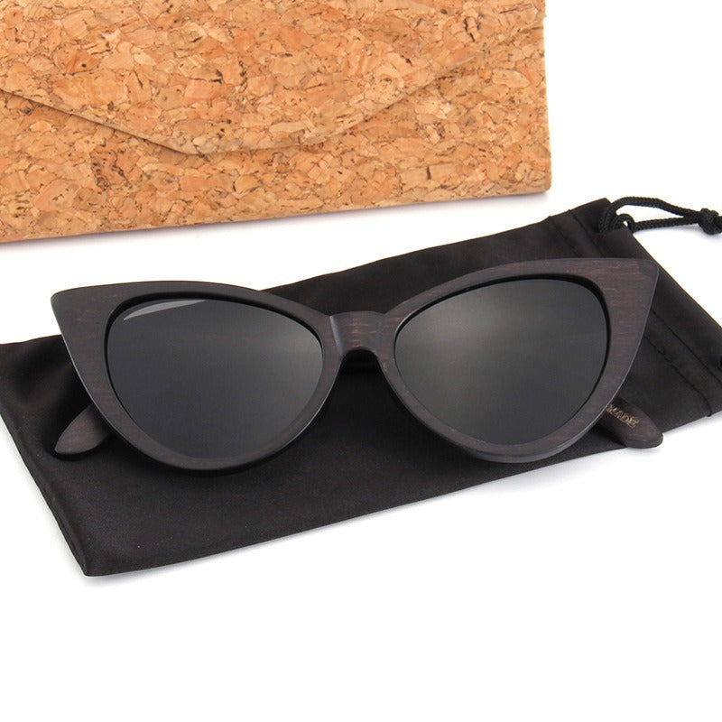 Retro All Wood Glasses Fishing Travel Cat Eye Polarized Sunglasses