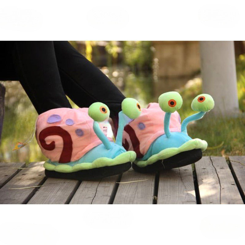 Winter New Cute Spongebob Squarepants Gary The Snail Cotton Shoes Cartoon Funny Home Warm and Comfort Slippers Couple Style