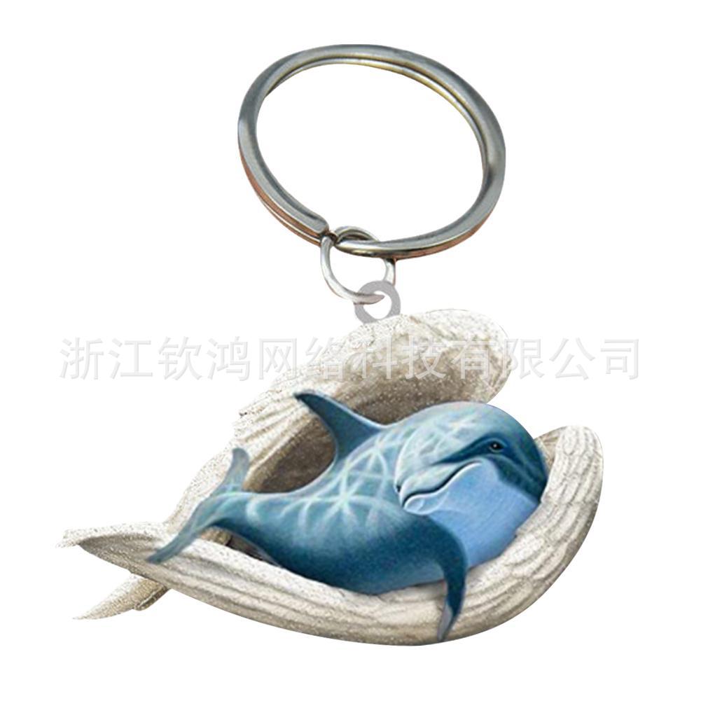 Cat Dog Sleeping Angel Acrylic Cartoon Wings Dog Pendant Keychain Bag Accessories