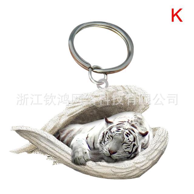 Cat Dog Sleeping Angel Acrylic Cartoon Wings Dog Pendant Keychain Bag Accessories