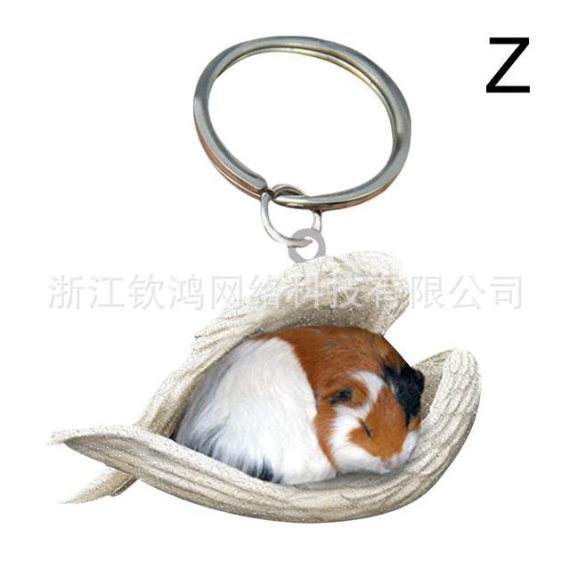 Cat Dog Sleeping Angel Acrylic Cartoon Wings Dog Pendant Keychain Bag Accessories