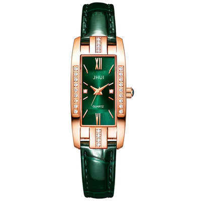 New Elegant Temperament Square Ladies Quartz Watch Korean Personality Small Green Watch Belt Ladies Watch