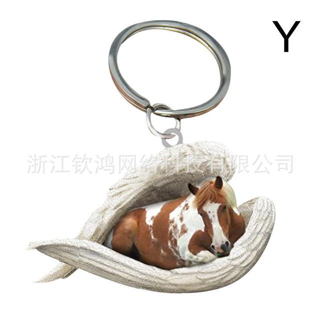 Cat Dog Sleeping Angel Acrylic Cartoon Wings Dog Pendant Keychain Bag Accessories