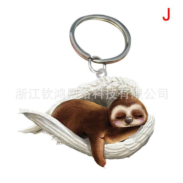 Cat Dog Sleeping Angel Acrylic Cartoon Wings Dog Pendant Keychain Bag Accessories