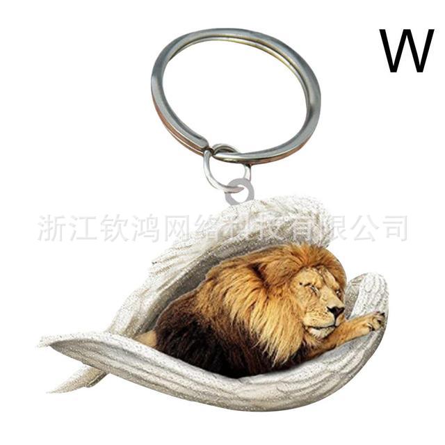 Cat Dog Sleeping Angel Acrylic Cartoon Wings Dog Pendant Keychain Bag Accessories