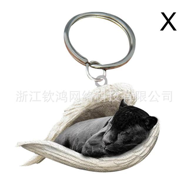 Cat Dog Sleeping Angel Acrylic Cartoon Wings Dog Pendant Keychain Bag Accessories