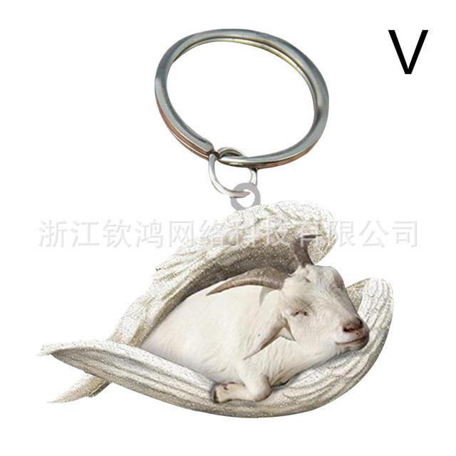 Cat Dog Sleeping Angel Acrylic Cartoon Wings Dog Pendant Keychain Bag Accessories