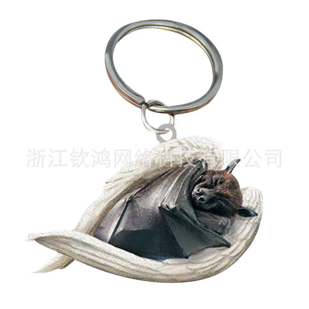 Cat Dog Sleeping Angel Acrylic Cartoon Wings Dog Pendant Keychain Bag Accessories