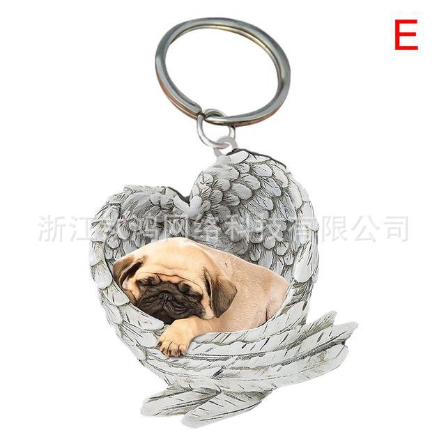 Cat Dog Sleeping Angel Acrylic Cartoon Wings Dog Pendant Keychain Bag Accessories