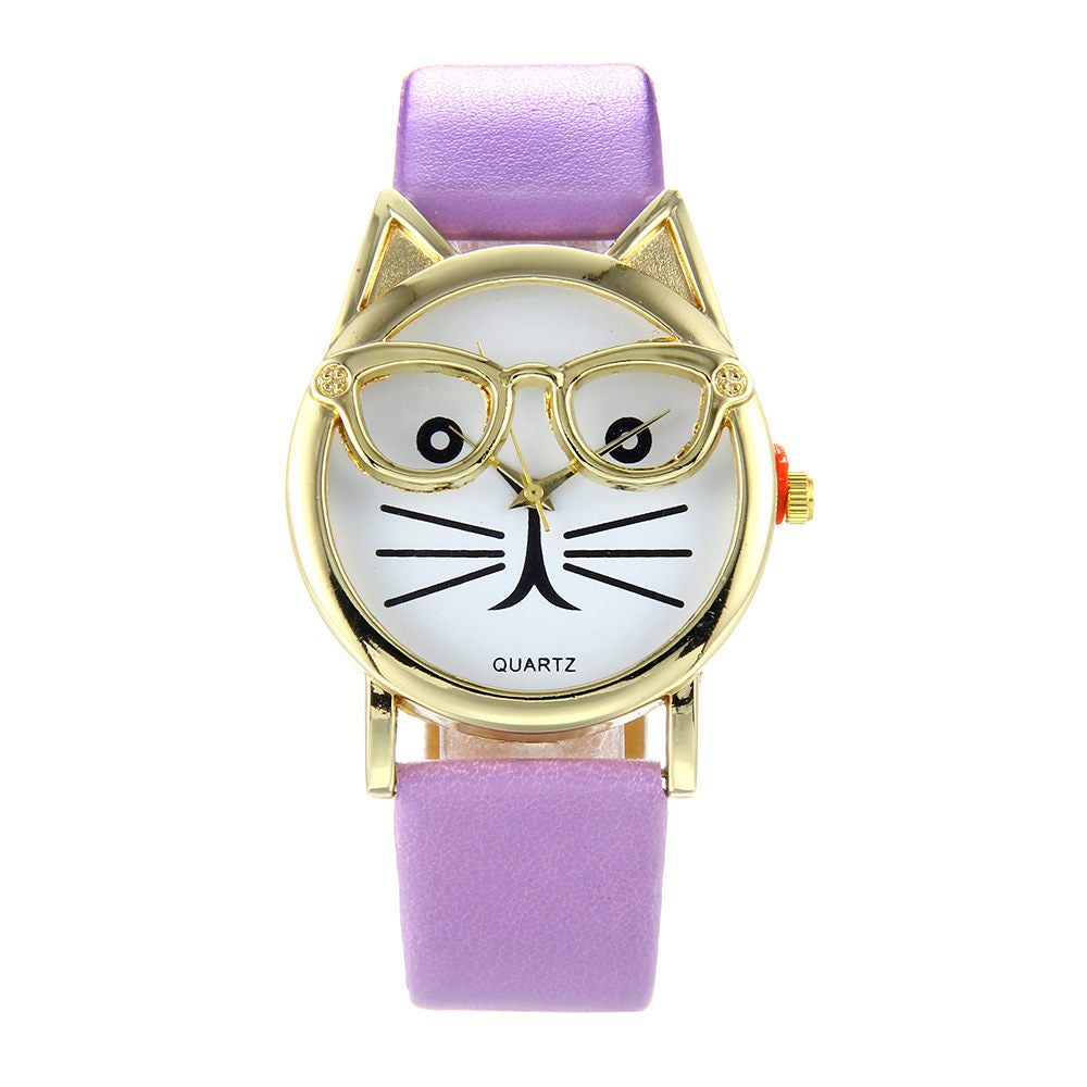 Hot selling glassesandwatch fashion candy color belt male and female student watch foreign trade in Europe and America