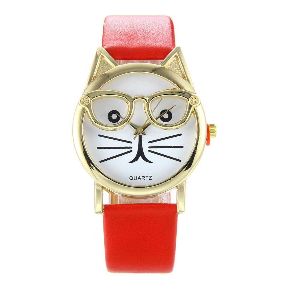 Hot selling glassesandwatch fashion candy color belt male and female student watch foreign trade in Europe and America