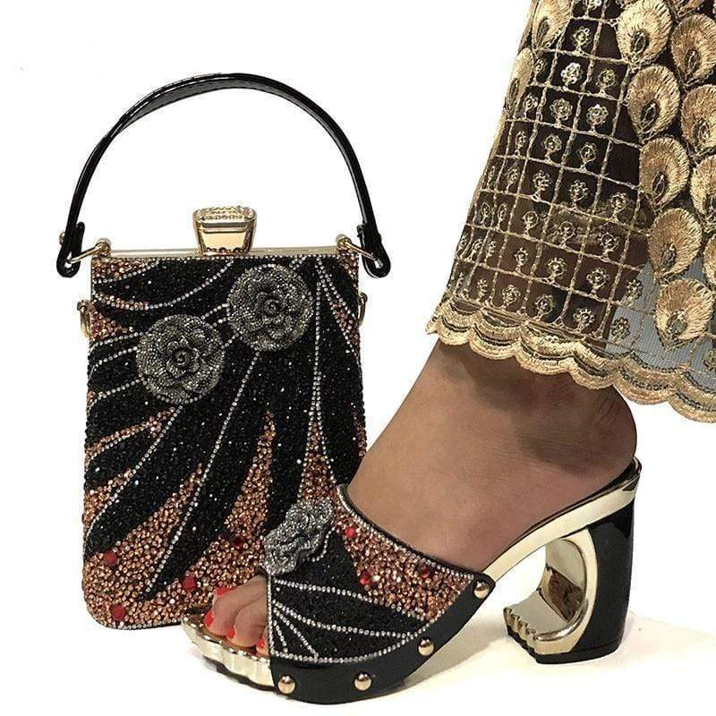 Casual sandals with small bag, high quality rhinestone bag, fashion sandal suit