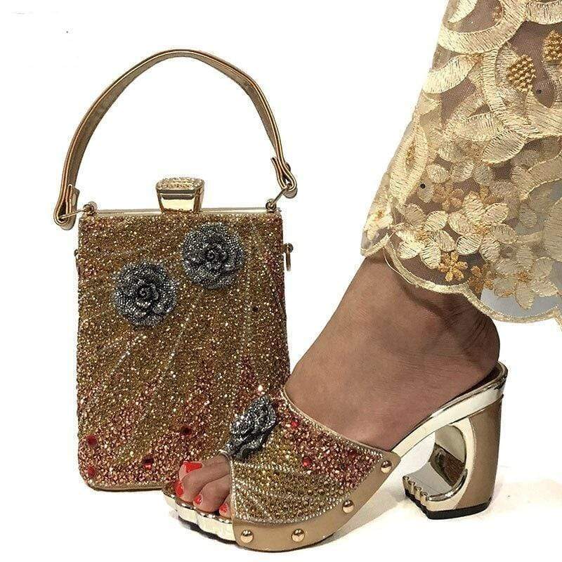 Casual sandals with small bag, high quality rhinestone bag, fashion sandal suit