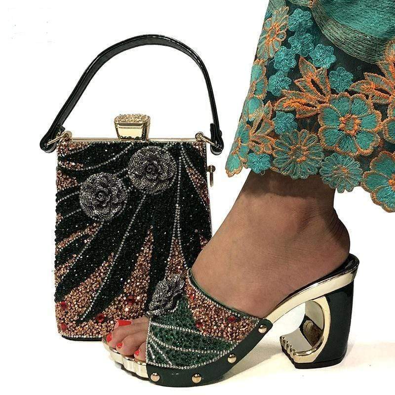 Casual sandals with small bag, high quality rhinestone bag, fashion sandal suit